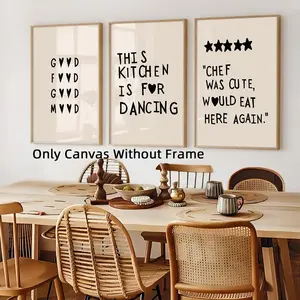 3Pcs/Set Optinal Frame Modern Minimalist Design Kitchen Canvas Posters, Aesthetic Room Decor, Waterproof Canvas Wall Art, Artwork Wall Painting For Gift, Quote Prints, Cooking-Themed Picture for Living Room, Dining Room, Home Decor, Modern Home Decoration