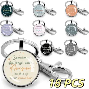 Set of 18 Motivational Keychains, Perfect for Expressing Gratitude. Ideal Gifts for Employees, Teachers, Coworkers, And Team Members, Celebrating Their Awesomeness