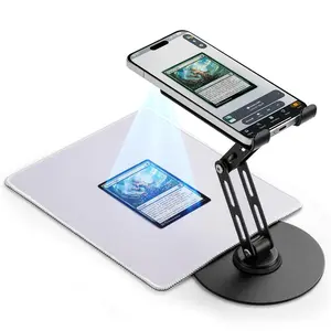 Carbon Steel Foldable Durable Phone Stand for Trading Card Scanning, Non-Slip Scanning Mat Included, Rapid Card Scanner Holder for Valuation and Appraisal
