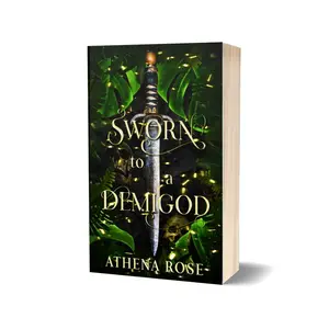 Author Signed Paperback copy of Sworn to a Demigod, by Athena Rose | Special foil cover edition for dark romantasy book lovers lover