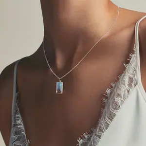 New Beginnings Rainbow Monnstone Sterling silver  Necklace for Woman Meaning Gift Pendant