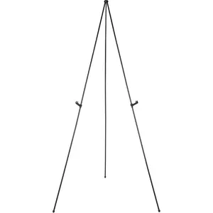 New Deal - Easel Display Stand, Instant Floor Poster, Lightweight, Collapsible and Portable with Tripod Base, Black Steel (supports 5 pounds)