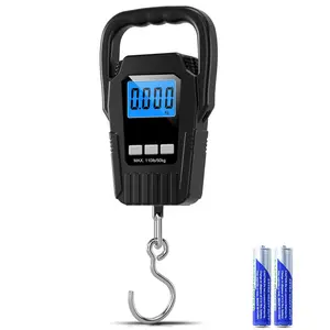 Digital Fish Scale Hanging Scale Fishing Scale,  110lb/50kg Luggage Scale,Fish Weighing Scale, Upgrade Large Handle & Backlit LCD Display, Black,Fishing Gifts for Men,Black