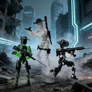 T13 Action Figure Set, 2-Piece Denim Style Realistic Multi Jointed Dolls, Titan 13 Model, Enhancing Playability, Perfect for Desktop Home Decor, Holiday Gift