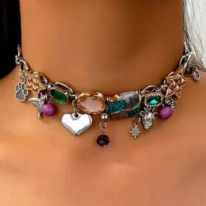 Vintage Boho Pendant Necklace Set - Bull Head, Bee, Star Enamel Charms, Unisex Modern Versatile Streetwear Statement Trendy Charm Witchy Jewelry, Sports & Outdoor Daily Accessory