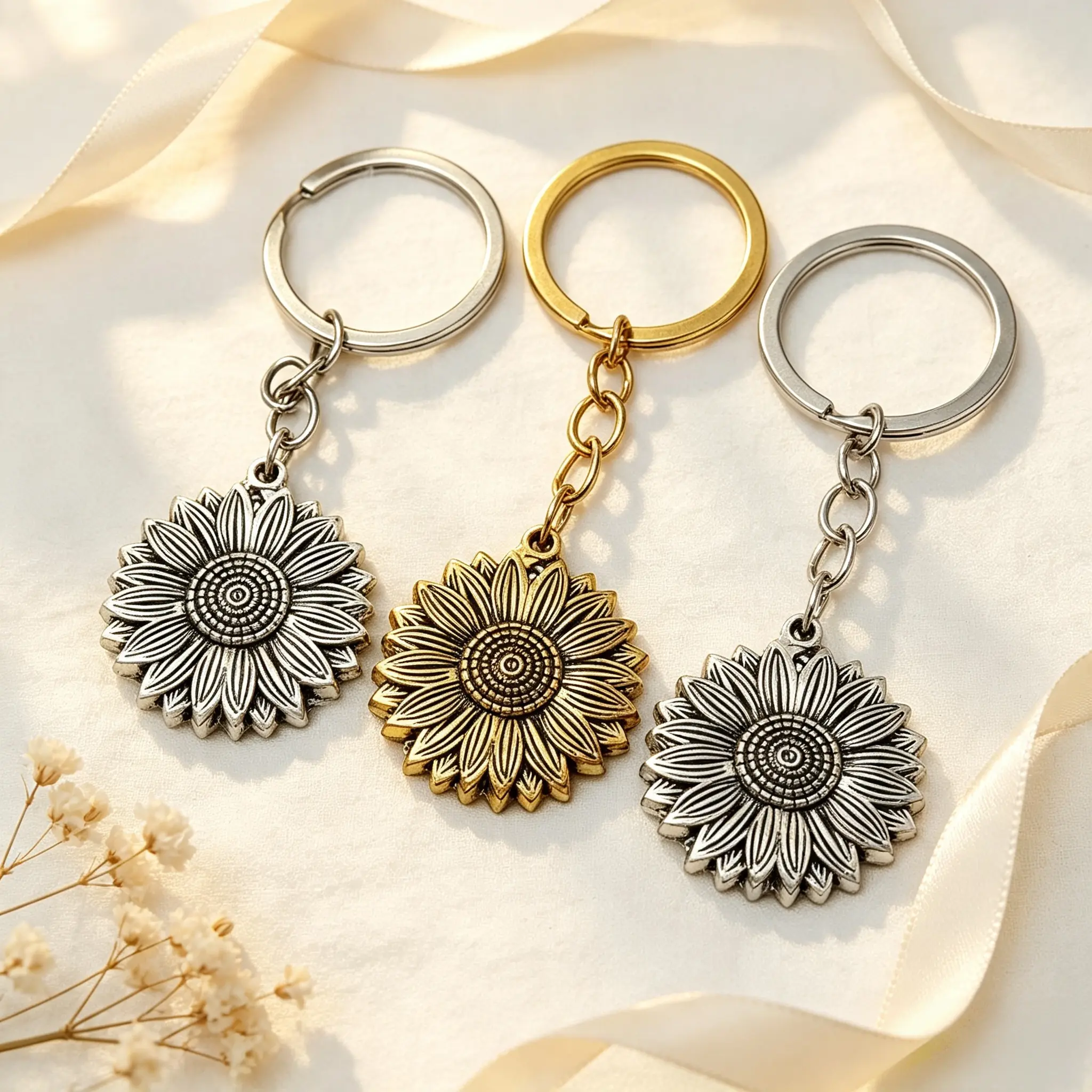 Exquisite Sunflower Keychain "Keep Lucking Going"  Inspirational Hidden Keychain Gift for Graduation Birthday Gift ﻿