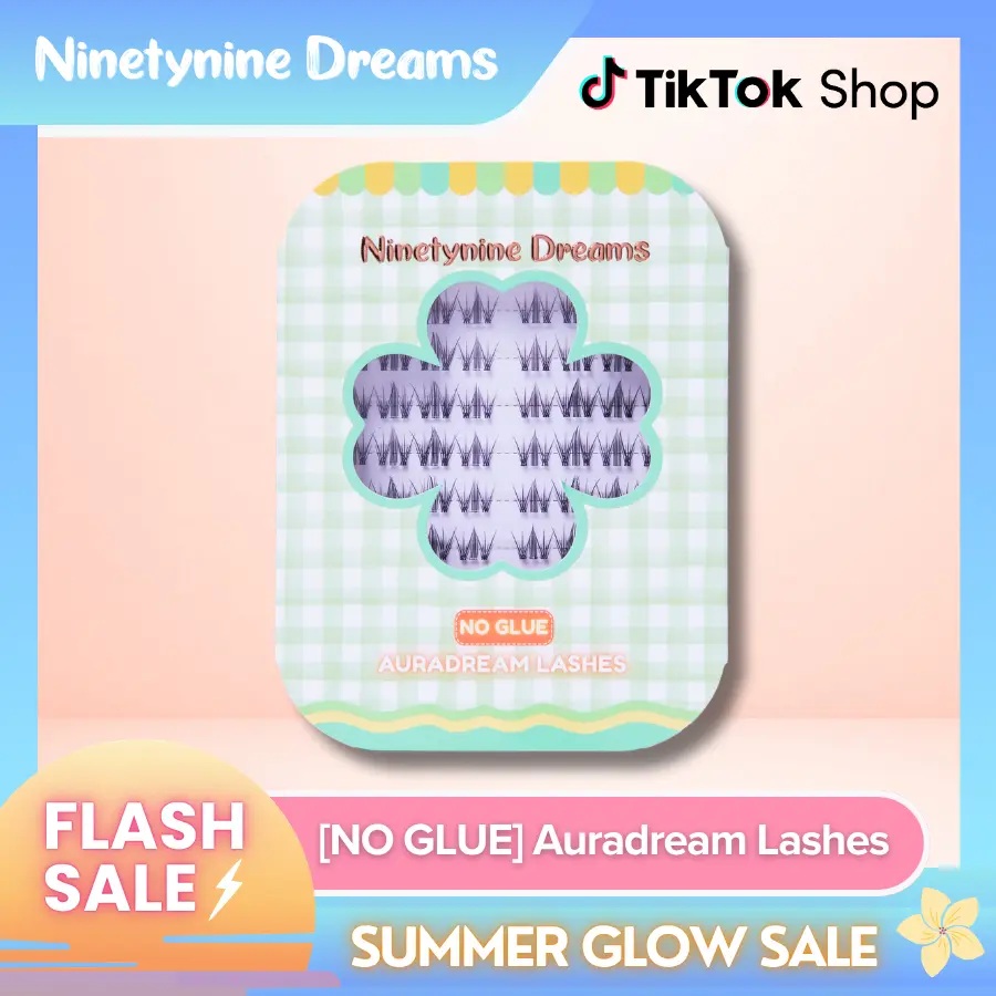 Ninetynine Dreams [NO GLUE] Auradream Self-Adhesive Lashes | 9–13mm C Curl No Glue Required Press-On Lash Clusters - Natural Spiky Douyin Animé Manhua False Eyelashes, Stick-On Leightweight Comfortable Lashes Ultra Thin Jelly Band for Daily Makeup