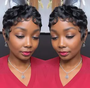 025 Pixie Cut Wig Curly Wig Short Hand-Wrapped Curls Even Texture For Daily Party Styling Comfort Fit Human Hair 6 Inches Long