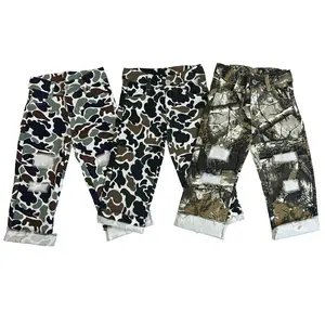 Boys' Mid-Waisted Camo Denim Jeans - Button Closure, Durable, Trendy Kids' Bottoms (Camo Pants Style)