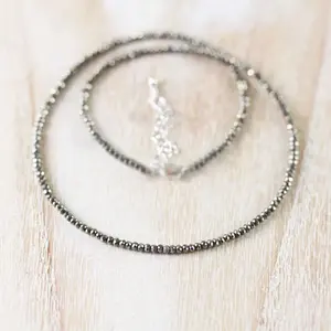 Natural Pyrite Simple Necklace - Natural Gemstone Beaded Choker Necklace for Men and Women - Healing Energy Stone Jewelry - Perfect Gift for Friends and family