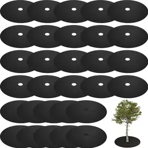 30 Piece Non-Woven Tree Weed Control Mat, Crabgrass Preventer, Reusable Thick Garden Fabric Cover, Root Protection, Water Permeable, Easy Installation