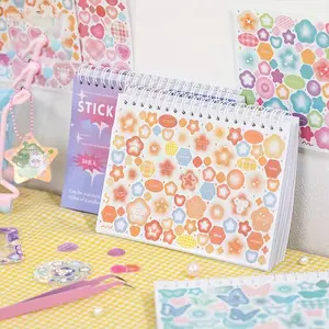 Cartoon Coil Sticker Book, 50pcs/set Cute Heart Star Pattern DIY Decoration Sticker Book, Scrapbooking, for Scrapbook & Journal