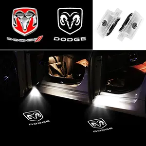 2pcs/4pcs Dodge LED Car Door Welcome Lights, High-Definition Projection, Durable Iron Shell Design, Fits Challenger Durango RAM Models, Car Interior Lighting