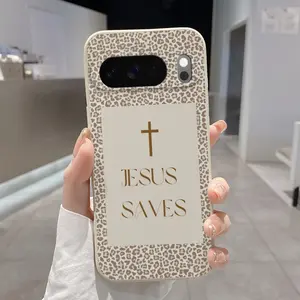 Rounded Edge Phone Case for Google Pixel 10 9 8 7 Pro A XL Cross - Jesus - Hope Pattern Pocket-Friendly Shockproof Liquid Silicone Protective Soft Smartphone Casing