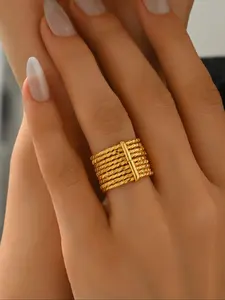 Fashion Multi-Layer Geometric Ring, Unisex Hip Hop Style Wide Band, Casual Jewelry for Men & Women, Statement Multi Ring, Stacking Rings