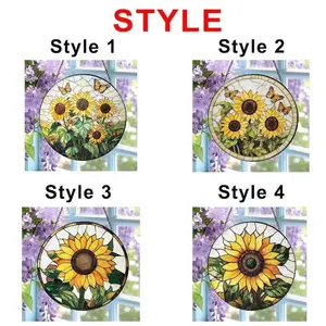 Sunflower Stained Glass Suncatcher: Butterfly Sunflowers Window Hanging, Gift for Mom Grandma