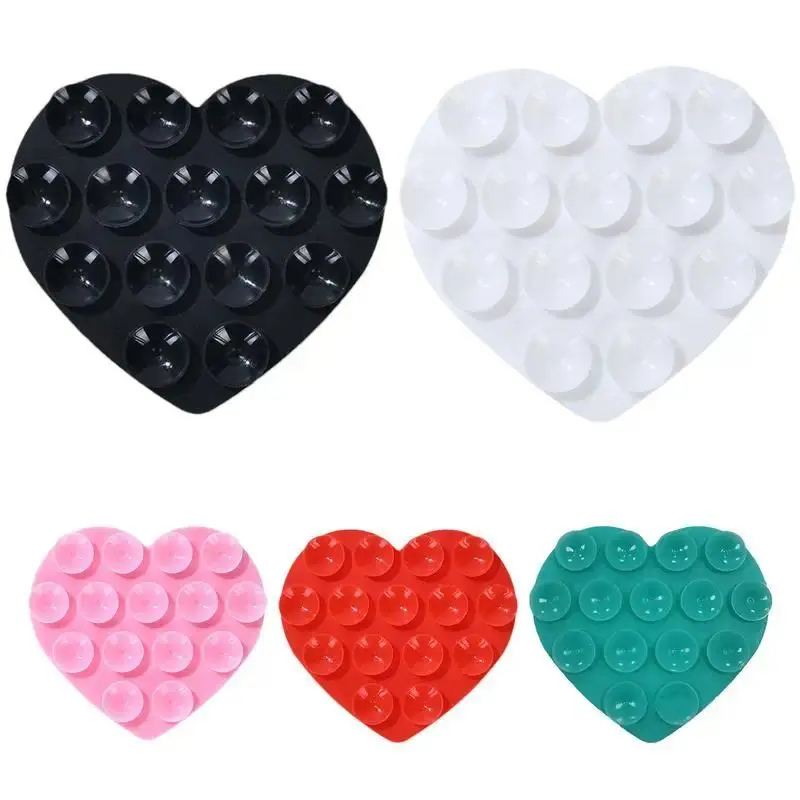 1PC Heart-Shaped Silicone Suction Cup Phone Holder Stand - Strong Adsorption, Washable, Hands-Free Mobile Phone Mount Accessory, Hands-Free Phone Holders & Mounts, Suction Bracket Phone Holders & Mounts
