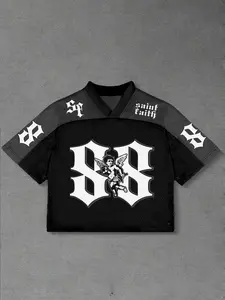 Men's Angel Print Short Sleeve Tee, Regular Fit Casual Fashion Crew Neck T-shirt for Daily Wear, Men's Clothes for All Seasons, Athletic T Shirt