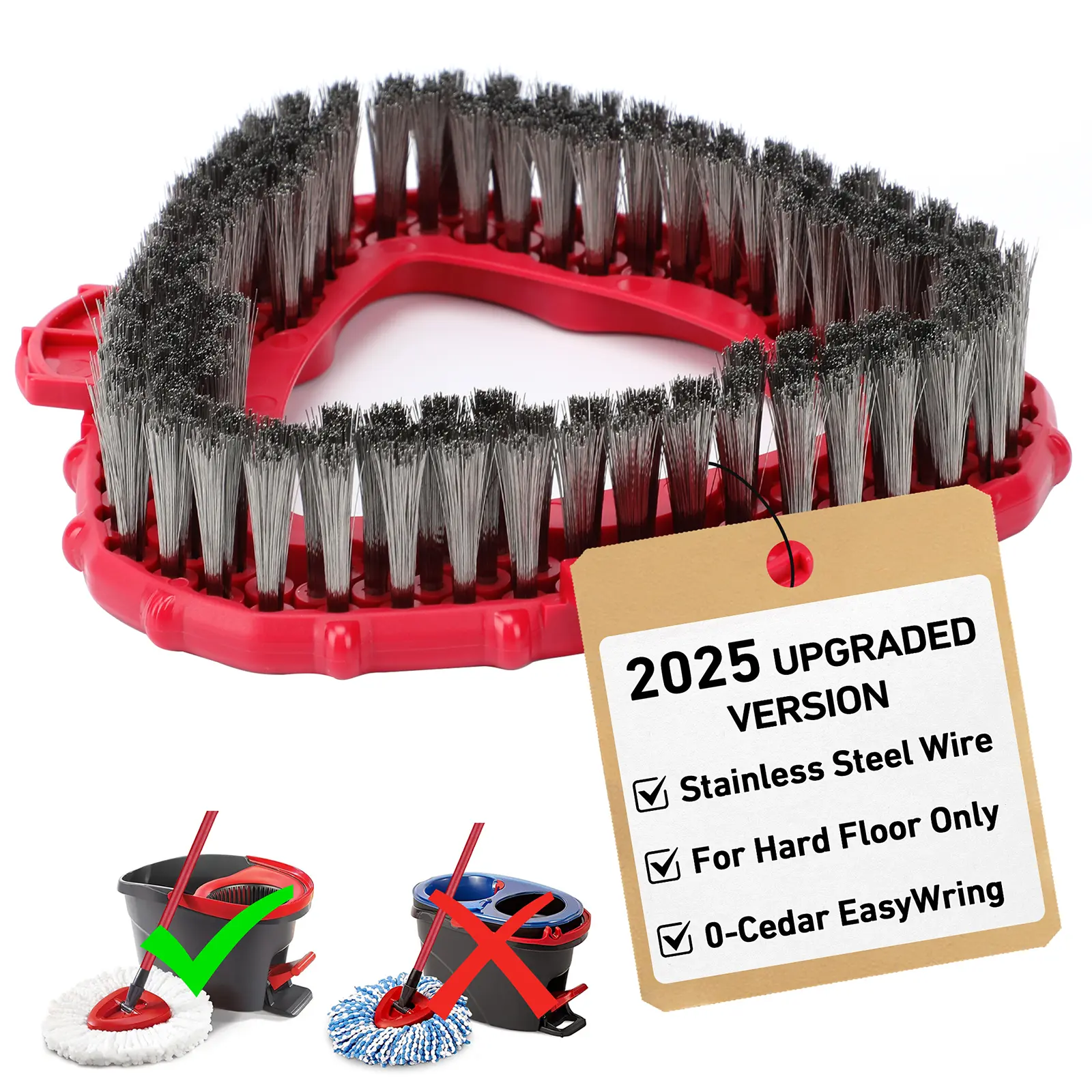 Stainless Steel Wire Scrub Head Refills  for O-Cedar EasyWring 1-Tank System Spin Mop Scrubber Brush for Hard Floor Deep Clean Only