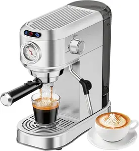 Espresso Machine 20 Bar, Semi-Automatic Coffee Maker with 1450W Powerful Motor, Milk Frother Steam Wand, 34oz Removable Water Tank for Latte, Cappuccino, Home Use, Silver