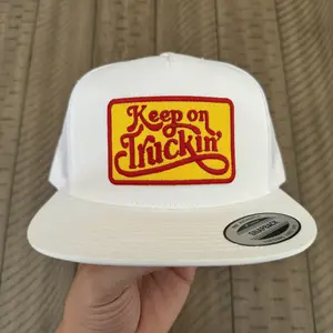 Keep On Truckin' Vintage Snapback Trucker Cap Mesh Back Yupoong 6006 Five Panel Hat