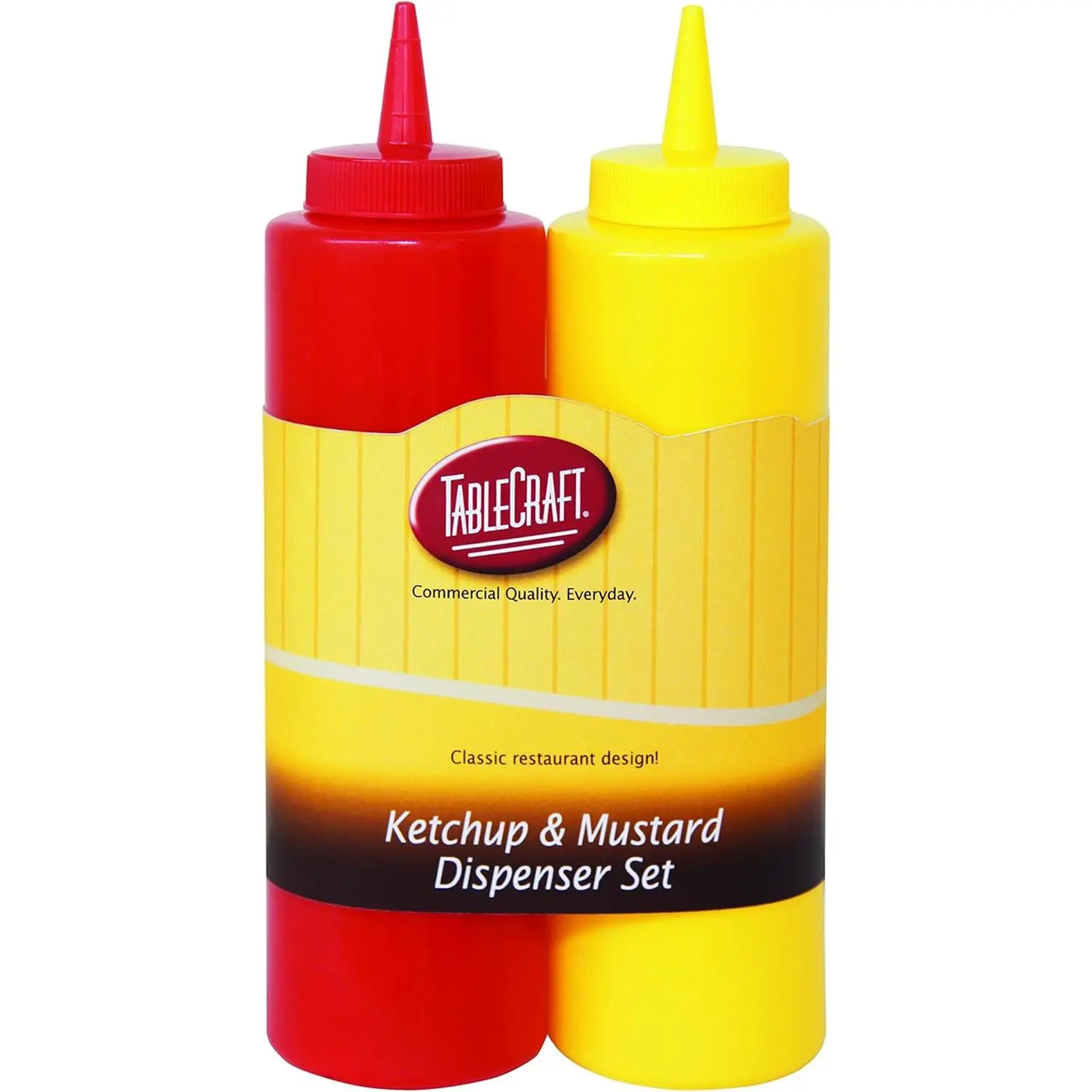 2-Piece Ketchup and Mustard Dispenser Set, 12-Ounce, Red/Yellow