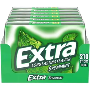 Extra Spearmint Chewing Gum Sugar-Free Bulk Pack of 6 35 Sticks Each Refreshing Mint Flavor Perfect for Sharing 210 Total Sticks Assorted Extra Long Flavor Gum Box Big Snack