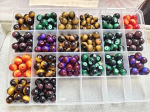 Chris(9530)gc.$27.99 get 20 bags Chris-A39-Mix Colors  Tiger's Eye Style Glass Beads