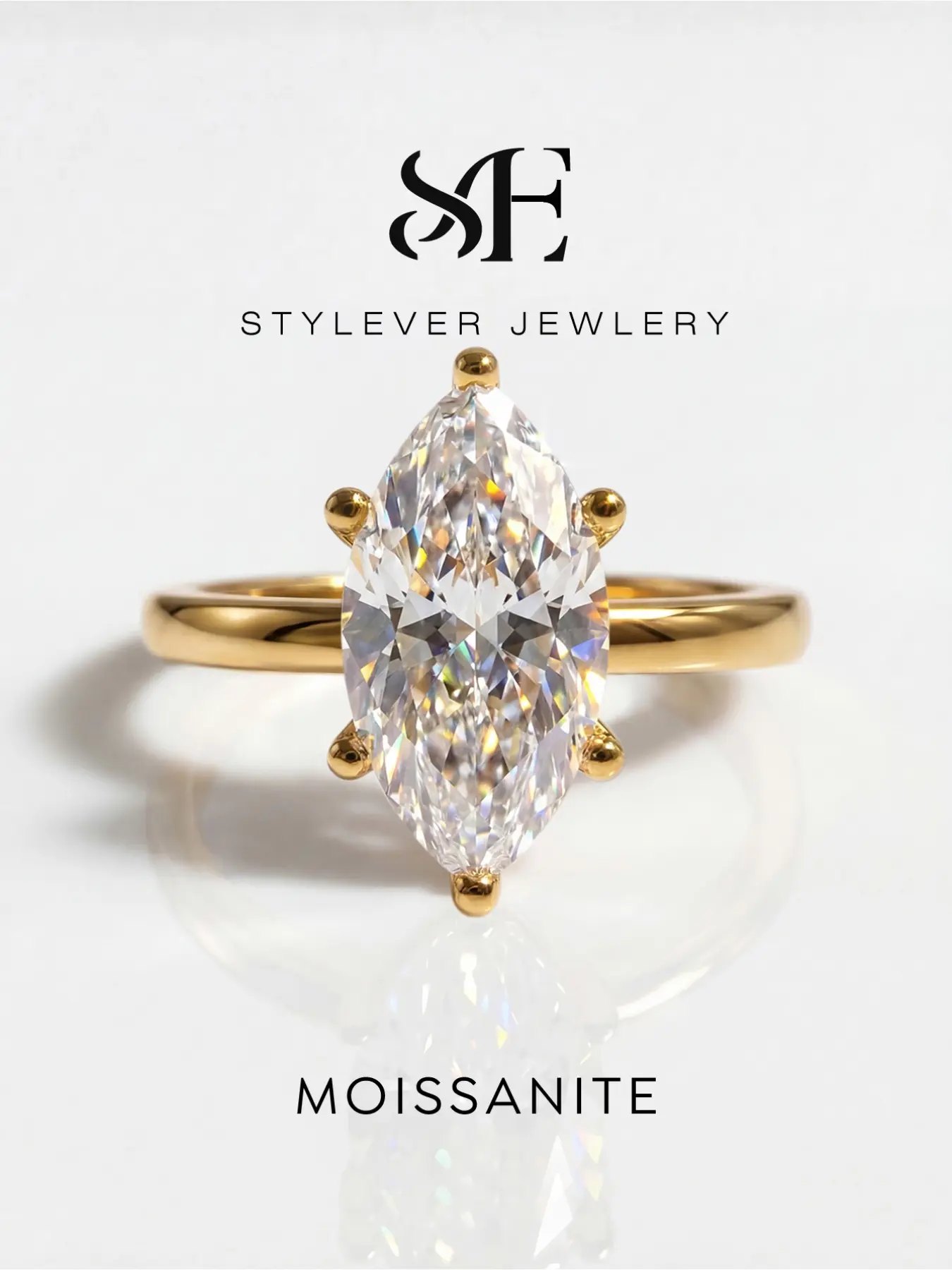 1 Pc Elegant Six Prong Rings Artificial Gemstone Ring with 1-2ct Synthetic Moissanite Lab Created for Women Party Copper Fine Jewelry Moissanite Wedding Ring Moissanite Wedding Band