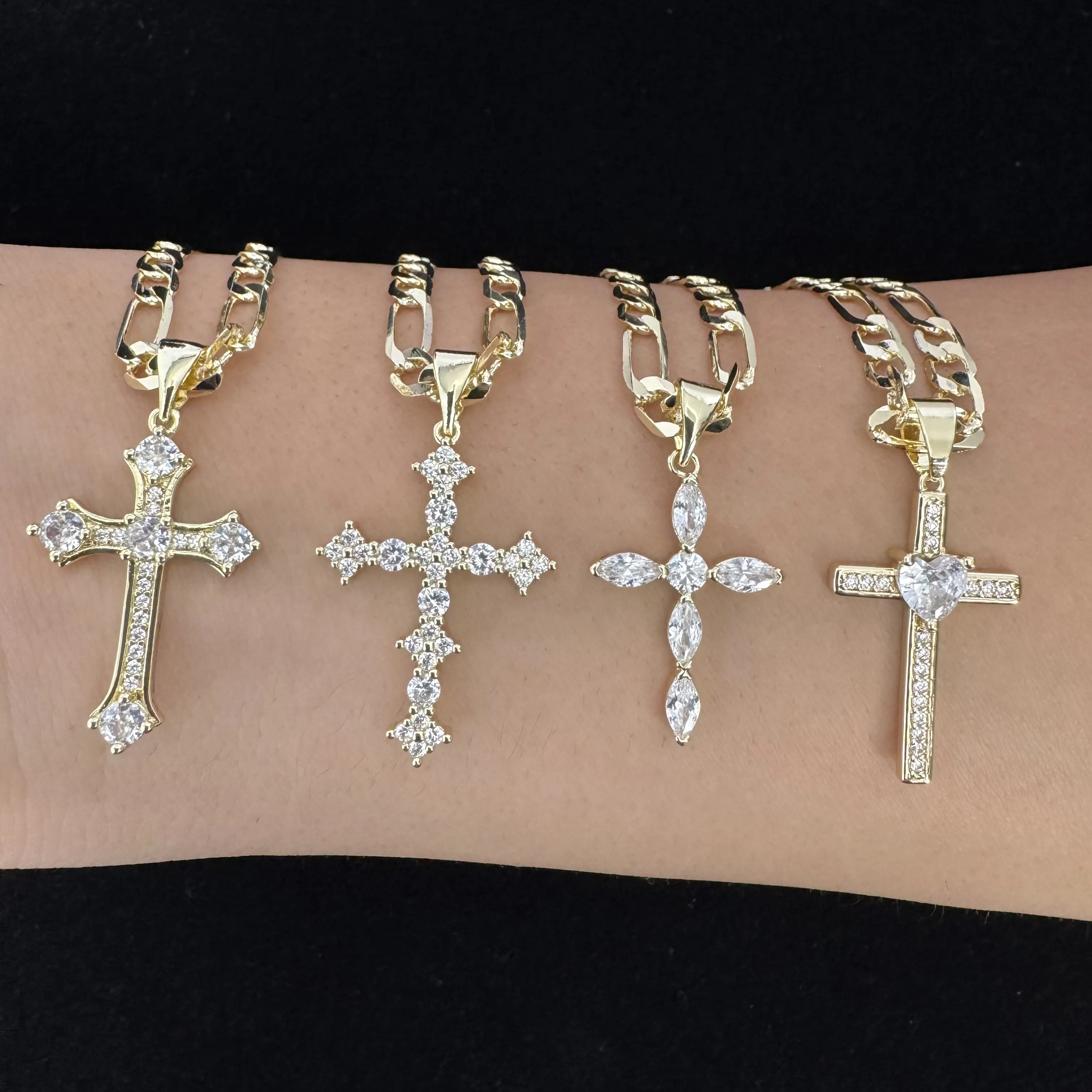 Small Cross Necklace 14k Gold Plated  Hypoallergenic Water Resistant