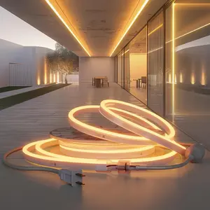 LED Neon Strip Light Waterproof Warm White Neon Rope Lights for Room Commercial Building Celebration