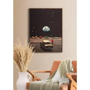 Missing Home Retro Futurism Poster, Space Collage Art Print, Vintage Sci-Fi Wall Decor, Aesthetic Cosmic Room Art, Unframed Print Only