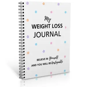 Floral Pattern Spiral Notebook, Weight Loss Journal, Daily & Weekly Exercise & Diet Record Book, Personal Organizer for Adults