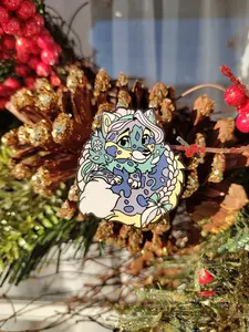 Sapphire #11 | Fursona Pin Princess Fox Adopt / Colorful Artic Fox /Canine/ Nature / Blue & Greens / Furry Animal Creature/ Enamel pin