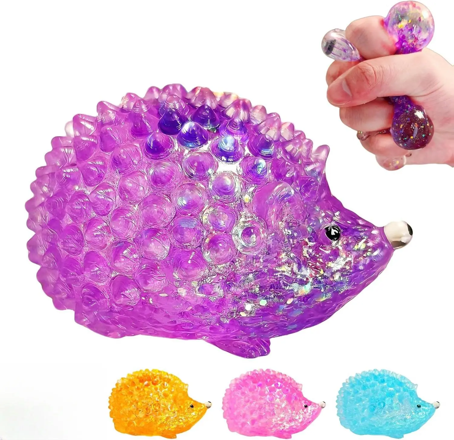 Cute Hedgehog Sugar Squishy Stress Ball - Non-Toxic TPR Portable Unisex Fidget Toy for Anxiety Relief, Carnival Decoration, Easter Basket Stuffers, Airplane Use, Birthday Gifts for Kids