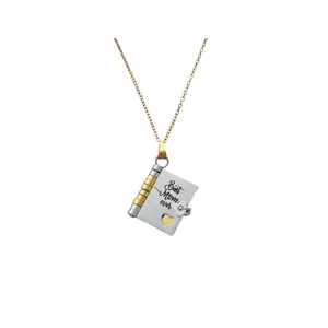 Unisex Openable Book Pendant Chain Necklace, Stainless Steel Charm with 6 Engraved Pages, Adjustable Light Luxury Elegant Jewelry, Meaningful Keepsake Anniversary Gift