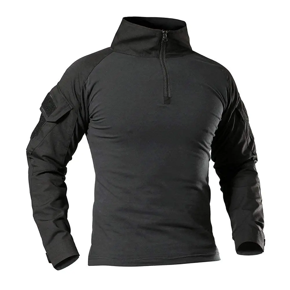ANTARCTICA Men's Long-Sleeve Tactical Shirt, Slim Fit Stretchable Combat Zip Sports Top for Training to Casual Outdoor Days & Casual Wear, Long-Sleeve Zip Sports T-Shirt, Sports-Themed Sports T-Shirt