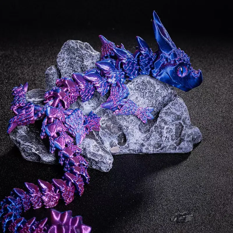 3D Printed Dragon 13.4 Articulated Dragon With Eyes Flexible Movable Statue For Bedroom Desk Creative Fish Tank Decor Unique Gift Idea Fantasy Lovers Interior Accessories