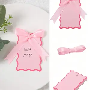 30pcs Shell Shape Name Cards with Ribbon, DIY Wedding Seat Cards, Rustic Table Decor, Handwritten Seating Cards for Weddings, Parties, Birthdays