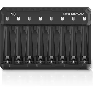 AAA  Charger, 8 Bay  Charger for Ni-MH Ni-CD Rechargeable , Independent Control  Charger with 5V 2A Fast  Function and LED Light