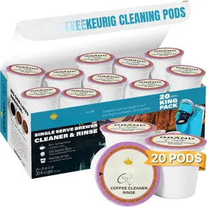 Cleaning Pods (20 Pack) - K Cup Cleaner & Rinse Pods for , scaler for Coffee Machines, Coffee Maker scaling Kit, 1.0 & 2.0 Compatible