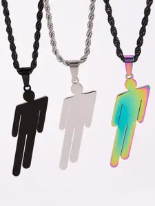 Hip-Hop Style Gothic Stainless Steel Pendant Necklace - Edgy Crooked Villain Design, Unisex Alloy Chain for Daily & Vacation Jewelry, All-Season Fashion Accessory, Bold Design, Stylish Craftsmanship, Statement Jewelry, Men And Women