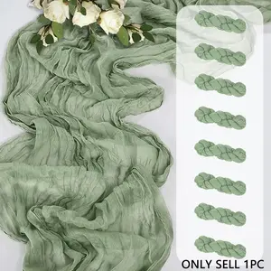 1 pcs Sage Green Cheese Cloth Table Runner, Folding Tablecloth, Event Versatility, Holiday Birthday Decor, Wedding Decor, Holiday Home Decor, Party Room Dining Table Decor, 2026 New Year Decor, Party Gifts, Baby Shower Decor, Party Decor