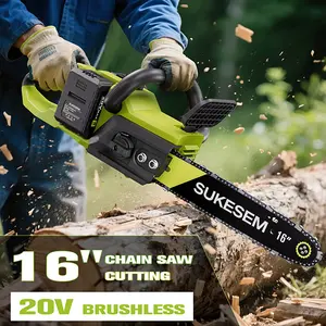 16-inch brushless electric chainsaw, cordless chainsaw with automatic lubricator, handheld electric chainsaw with safety lock, chainsaw with brushless motor, for wood/tree trimming, branches, tree pruning, portable saw