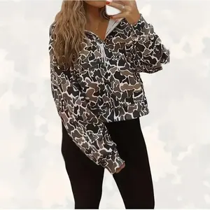 Viral Women's Camo Pullover, Limited EditionDuck Camo Hoodie,Pullover Half Zipper Camo Hoodie for Women  Casual Long Sleeve Womenswear Sweatshirts