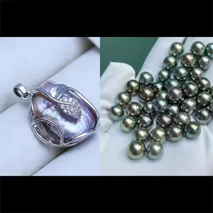 Pearl pendant+[live opening] Only 1 pcs BLACK Tahitian Seawater pearl as gift