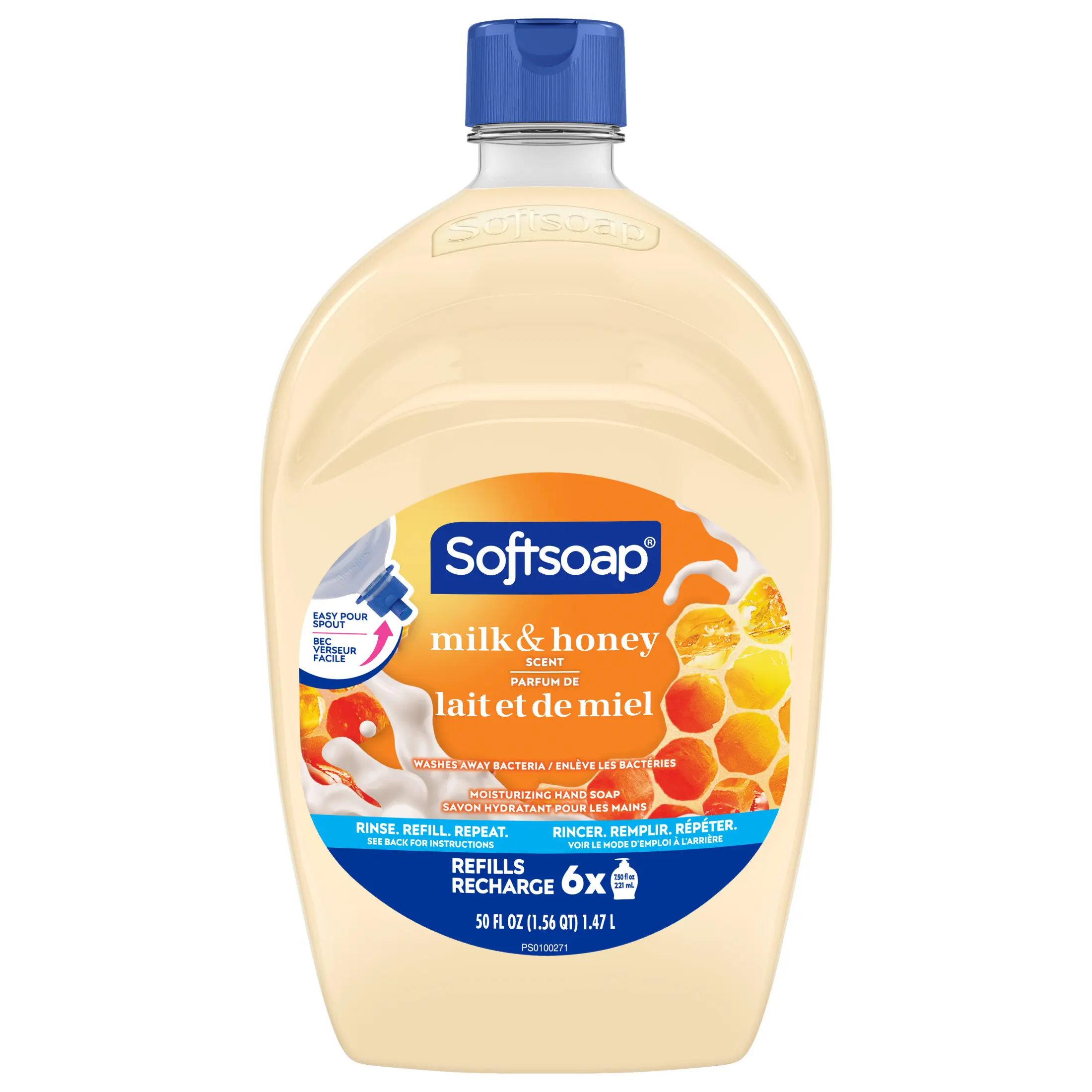 Softsoap Moisturizing Liquid Hand Soap with New Easy Pour Spout, Milk & Honey Scent, 50 fl oz Refill