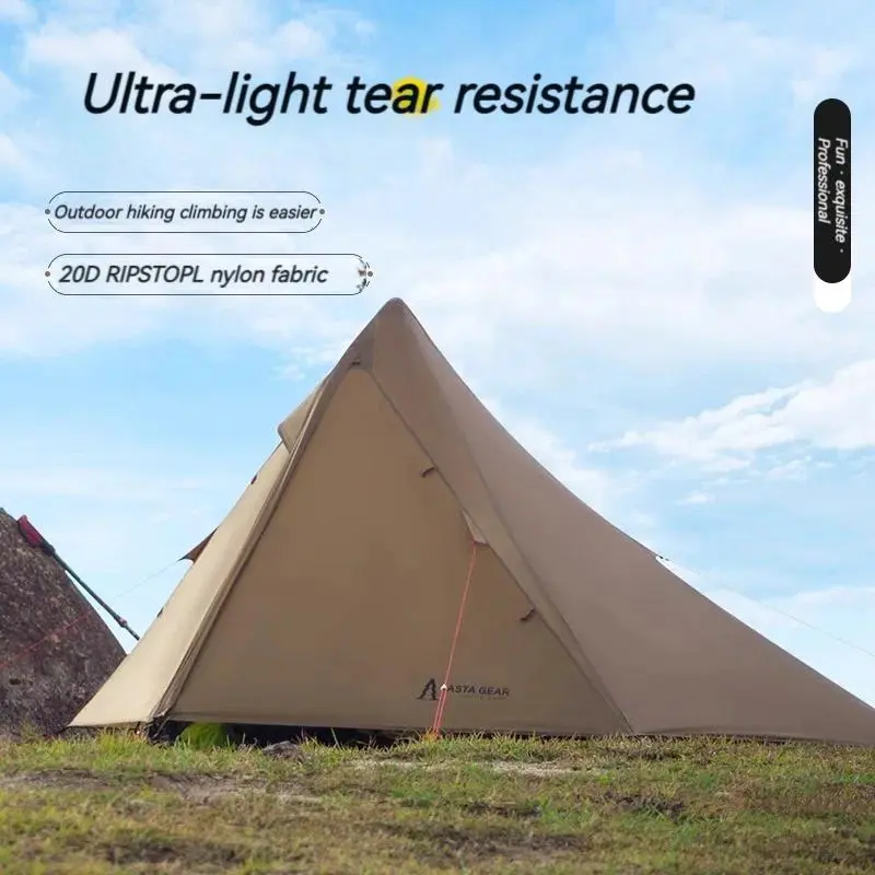Asta Gear Shanju Ultralight 1-Person Pyramid Tent - Made of Tear-Resistant 20D Single Silicon-Coated Nylon Fabric, Ultra-Lightweight Design, Essential Wild Camping Gear for Solo Outdoor Enthusiasts (Ideal for Wild Camping & All Outdoor Adventures)