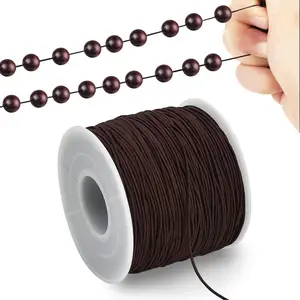 1mm x 110 Yards Brown Elastic String for Bracelet  Making, Stretchy Cord for Bracelets, Rattail Macrame Necklaces Bulk Beading Thread Kumihimo