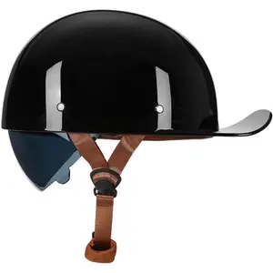 Vintage Retro Open Face Motorcycle Helmet Baseball Cap Half Helmets with pull-down Lens for Men Women Moped Cap Jet Scooter Street Cruiser